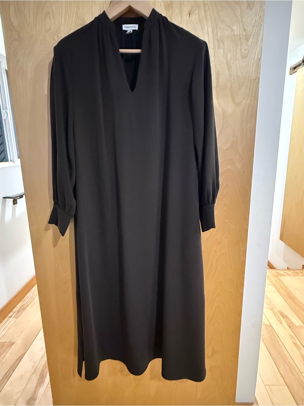 Nordstrom Brown Midi Dress with Notch V-Neck